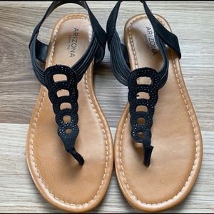 Arizona Jean Company Tan and Black Sandals Size 7.5